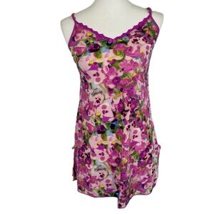 Smart & Sexy Pink Abstract Mesh Slip Mini Dress Sz S Tag L Bow Y2K 90s Coquette